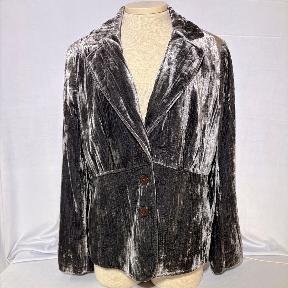 Lane Bryant Silver Velvet Blazer Size 16